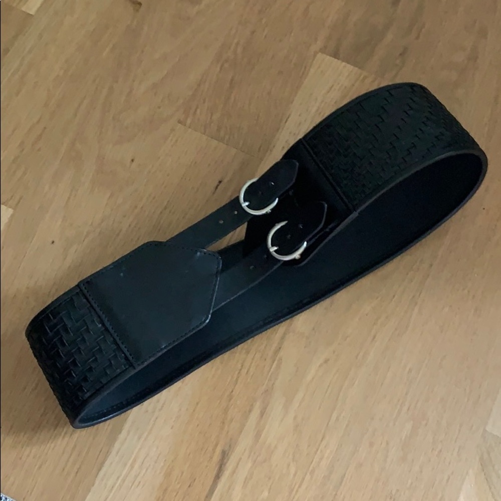 Cole Haan Black Woven Wide Belt